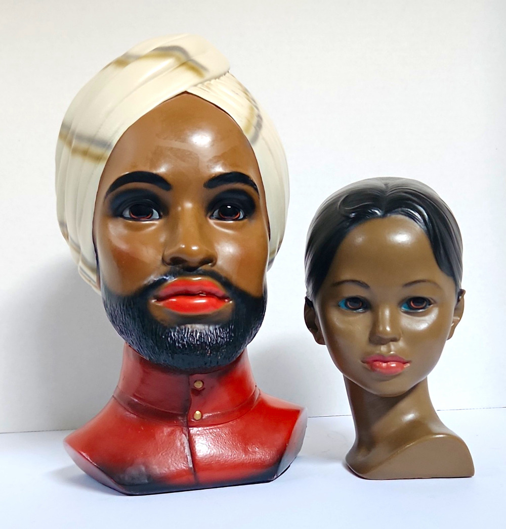 Vintage Marwal Bust Set MCM Indian Middle Eastern Man Woman Statues